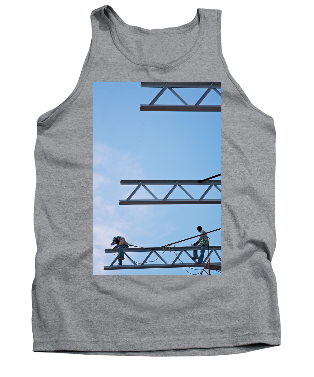 Panama Tank Top featuring the photograph Fearless sky workers by Tatiana Travelways