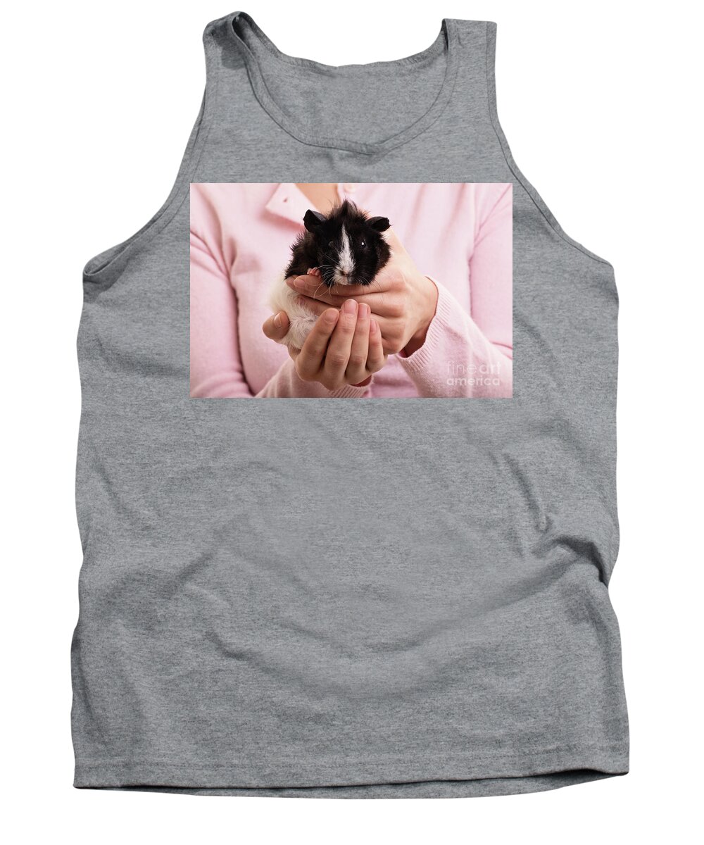 Guinea Pig Tank Top featuring the photograph Female hands holding a guinea pig by Mendelex Photography