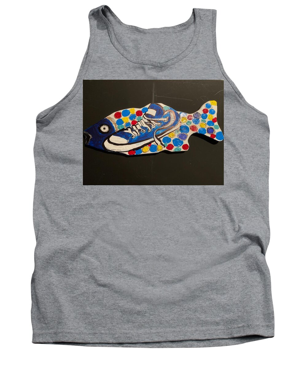  Tank Top featuring the mixed media Fish by Angie ONeal