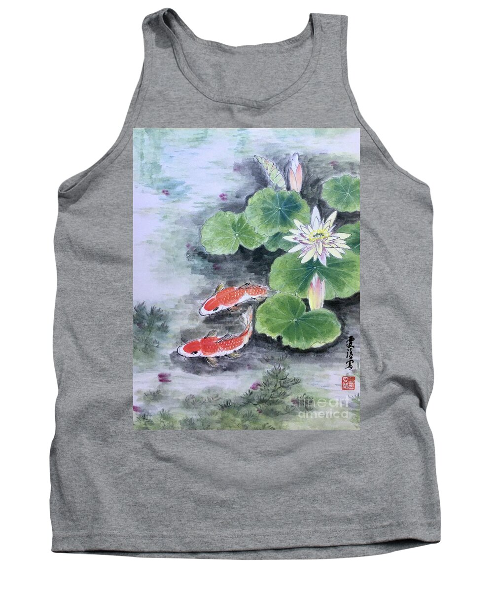 Lake Tank Top featuring the painting Fishes Joy by Carmen Lam