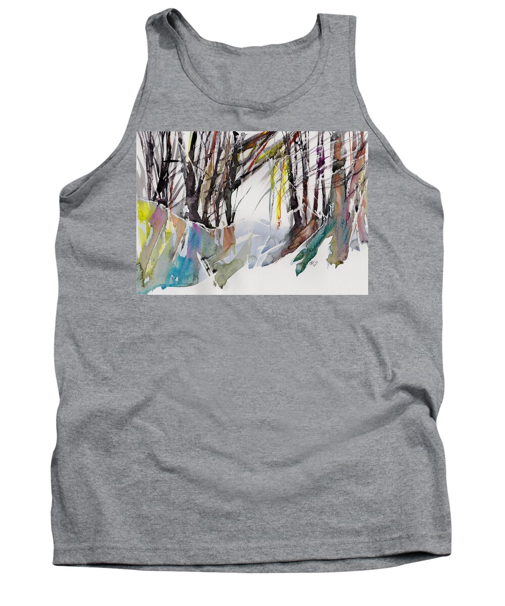 Woods Tank Top featuring the painting Fiskerton Road Wood by Ann Leech