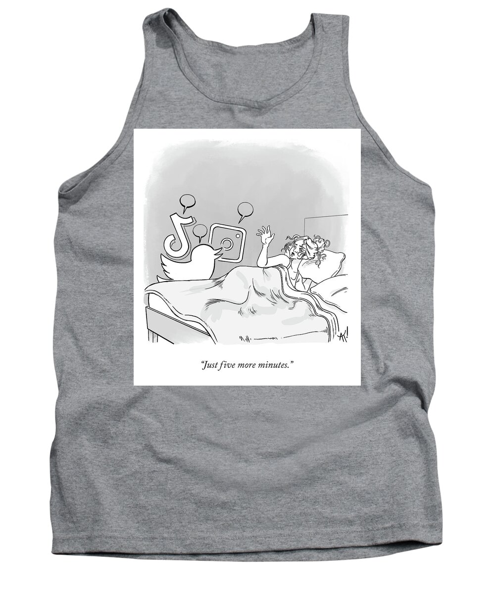 “just Five More Minutes.” Tank Top featuring the drawing Five More Minutes by Akeem Roberts