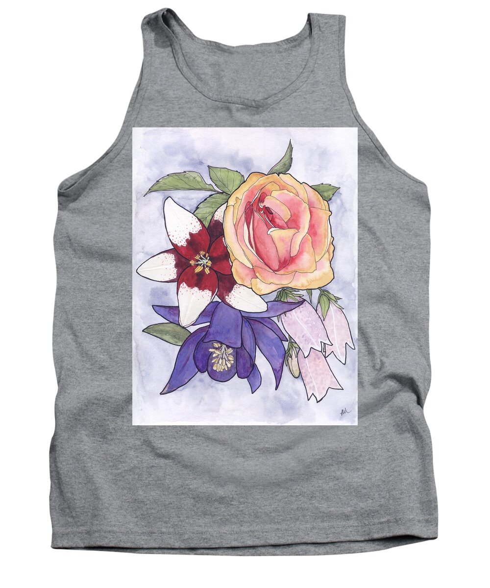 Watercolour Of Flowers Tank Top featuring the painting Flower power by Lisa Mutch