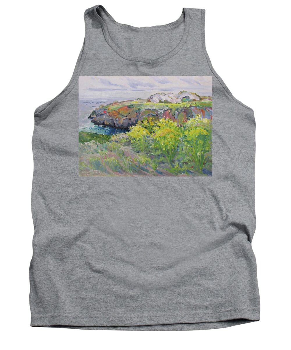 Fog Tank Top featuring the painting Foggy Day Duncan's Landing by John McCormick