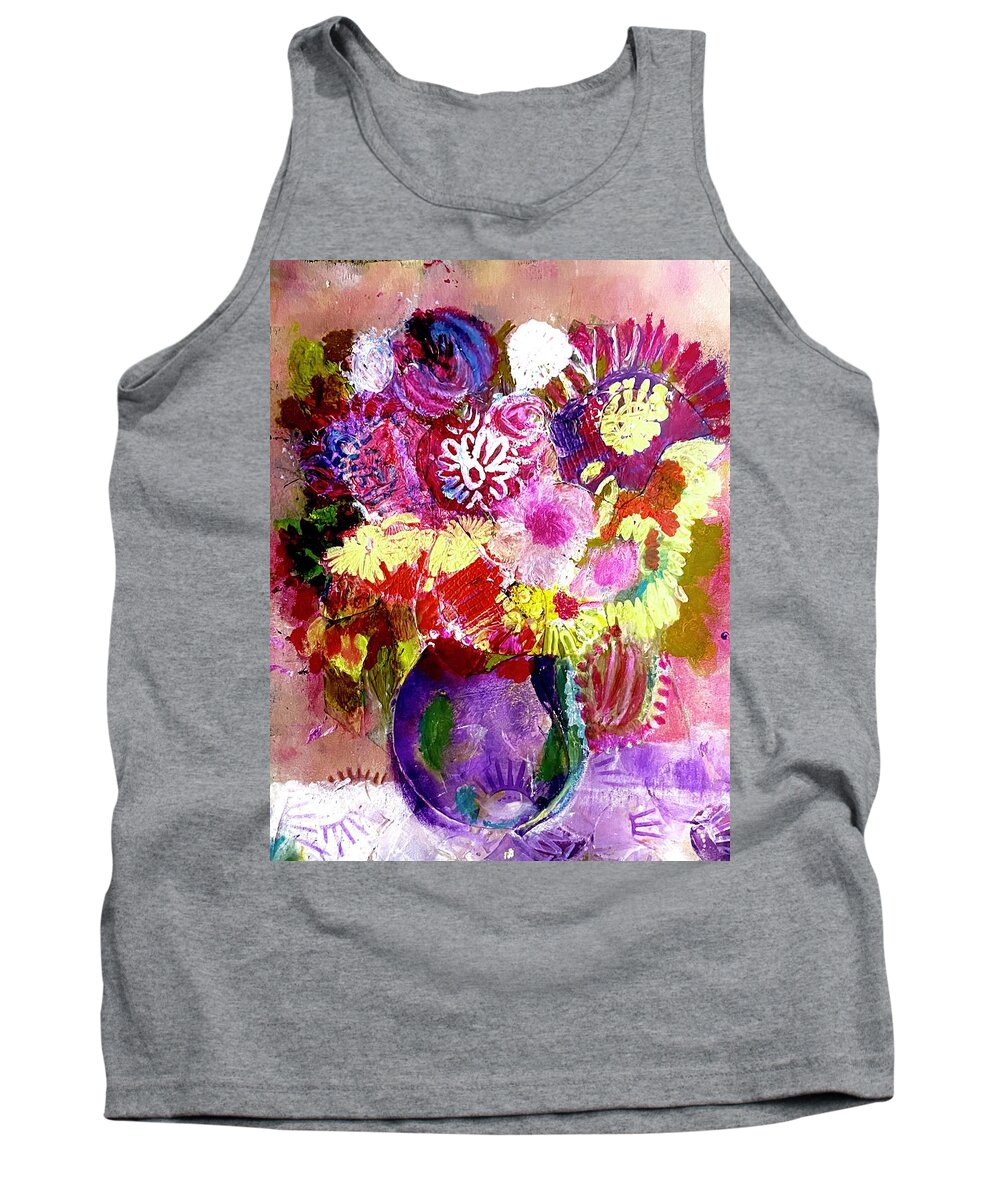Vase Tank Top featuring the painting For You a Bouquet by Tommy McDonell