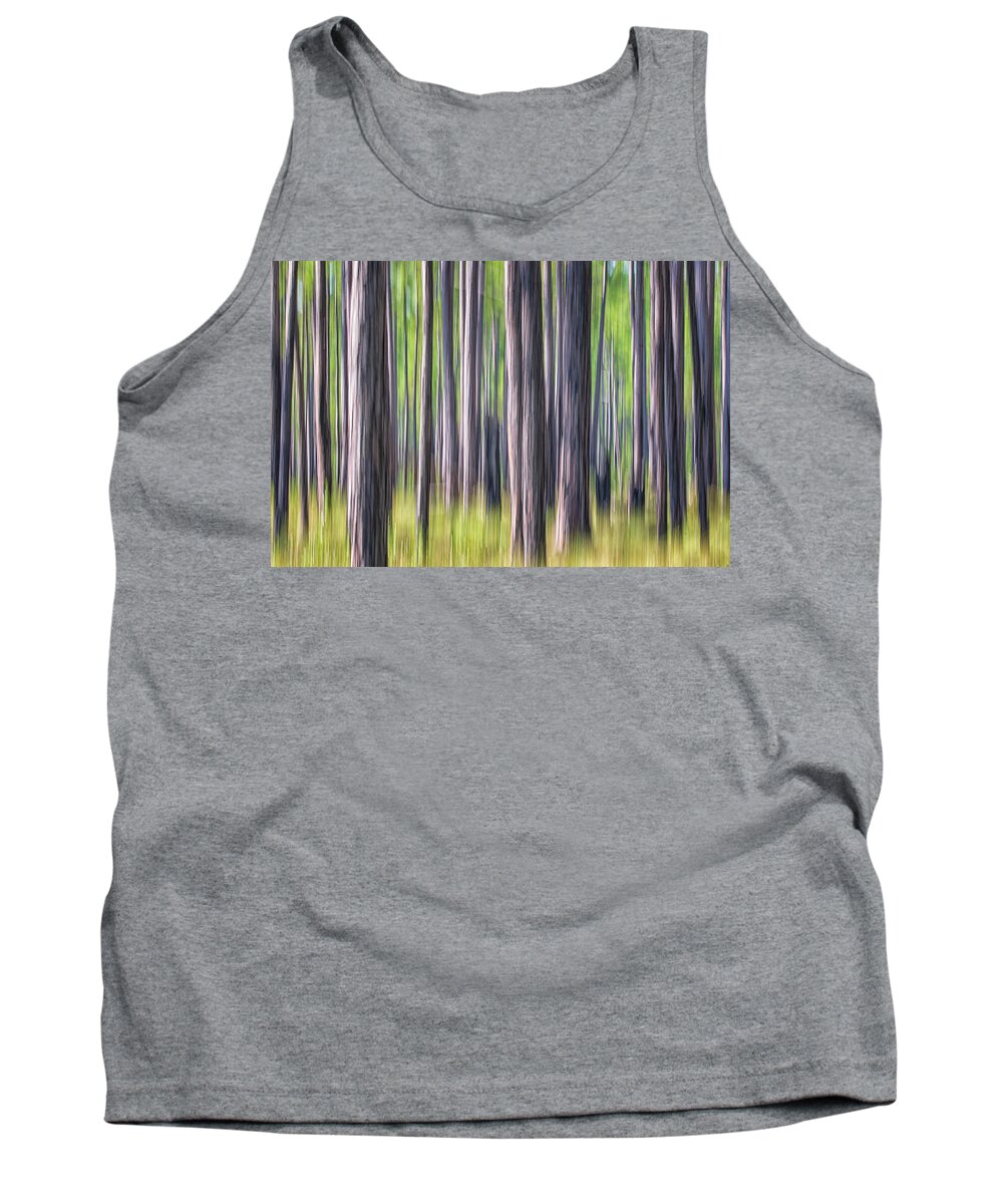 Abstract Tank Top featuring the photograph Forest Abstract - Pines of the Croatan National Forest by Bob Decker