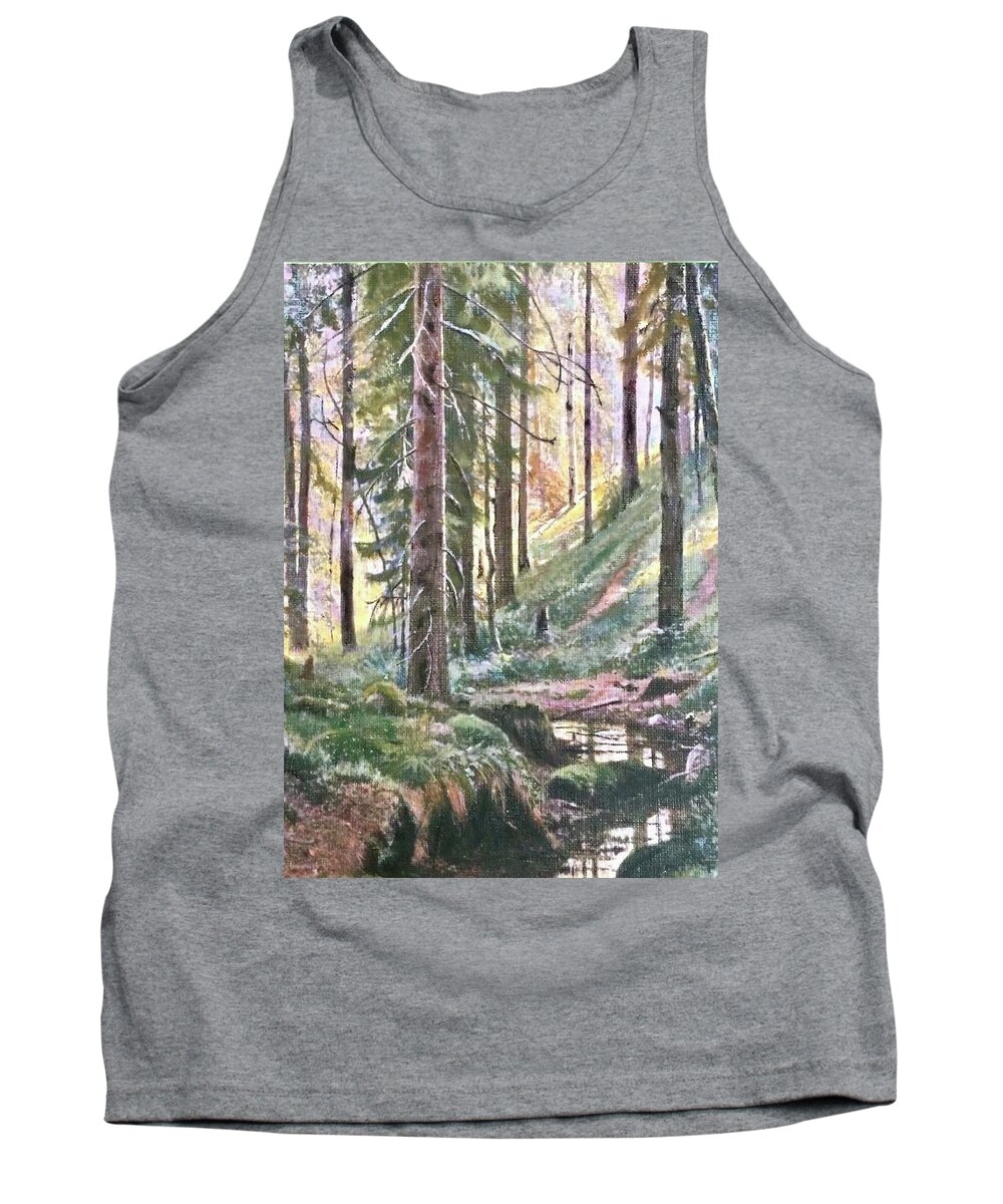 Forest Tank Top featuring the painting Forest Light by Cara Frafjord