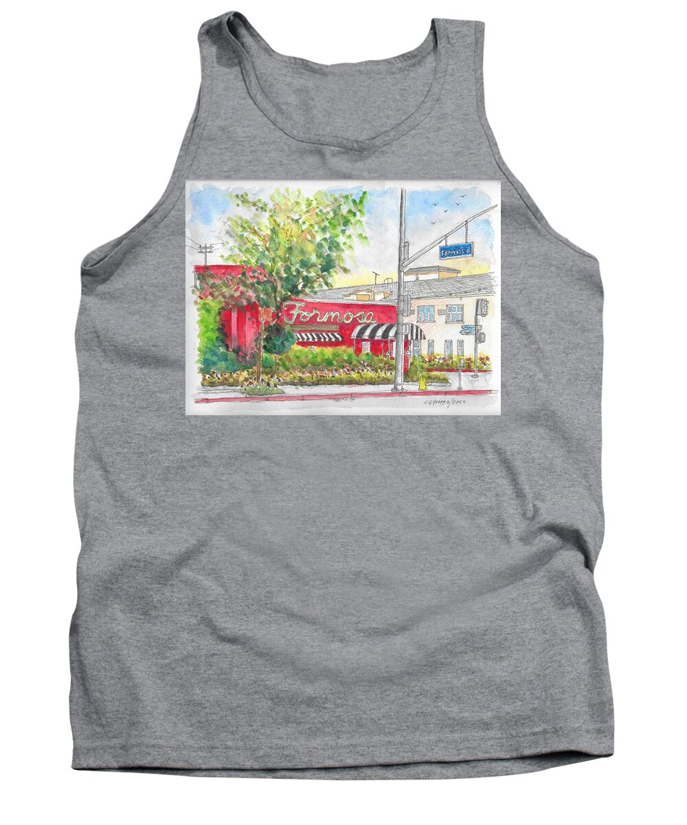 Formosa Cafe Tank Top featuring the painting Formosa Cafe in Santa Monica Blvd., Hollywood, California by Carlos G Groppa