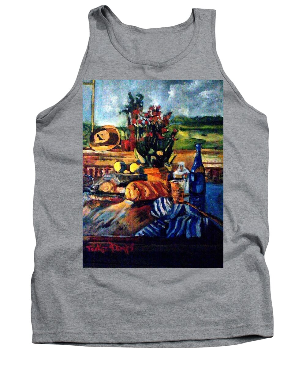 Paris Tank Top featuring the painting French Bread by Julie TuckerDemps