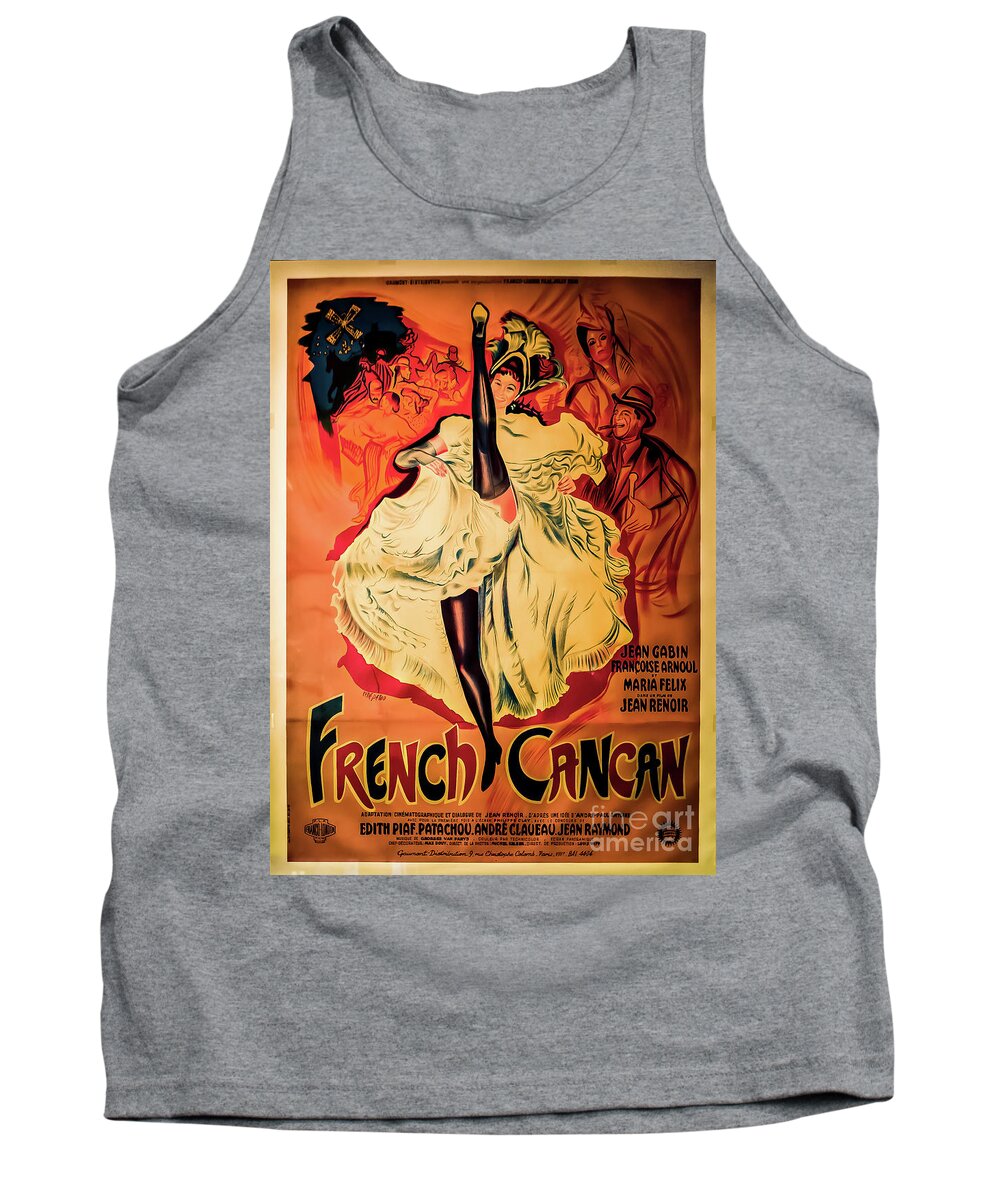 French Cancan Tank Top featuring the photograph French Cancan Vintage Movie Poster Directed by Jean Renoir by M G Whittingham