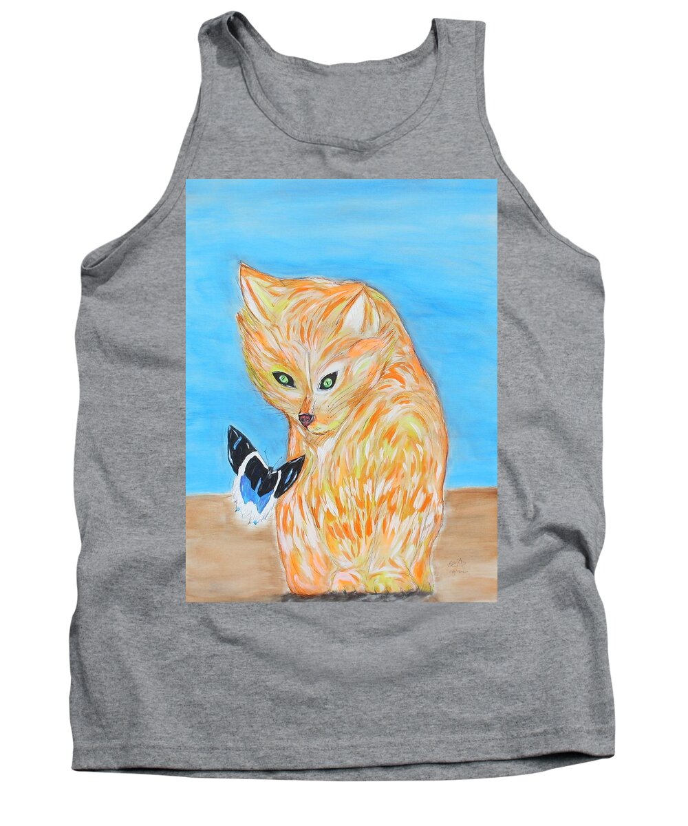 Cat Tank Top featuring the painting Friends by Brent Knippel