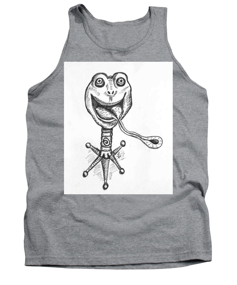 Frog Tank Top featuring the drawing Frogstand by Vicki Noble