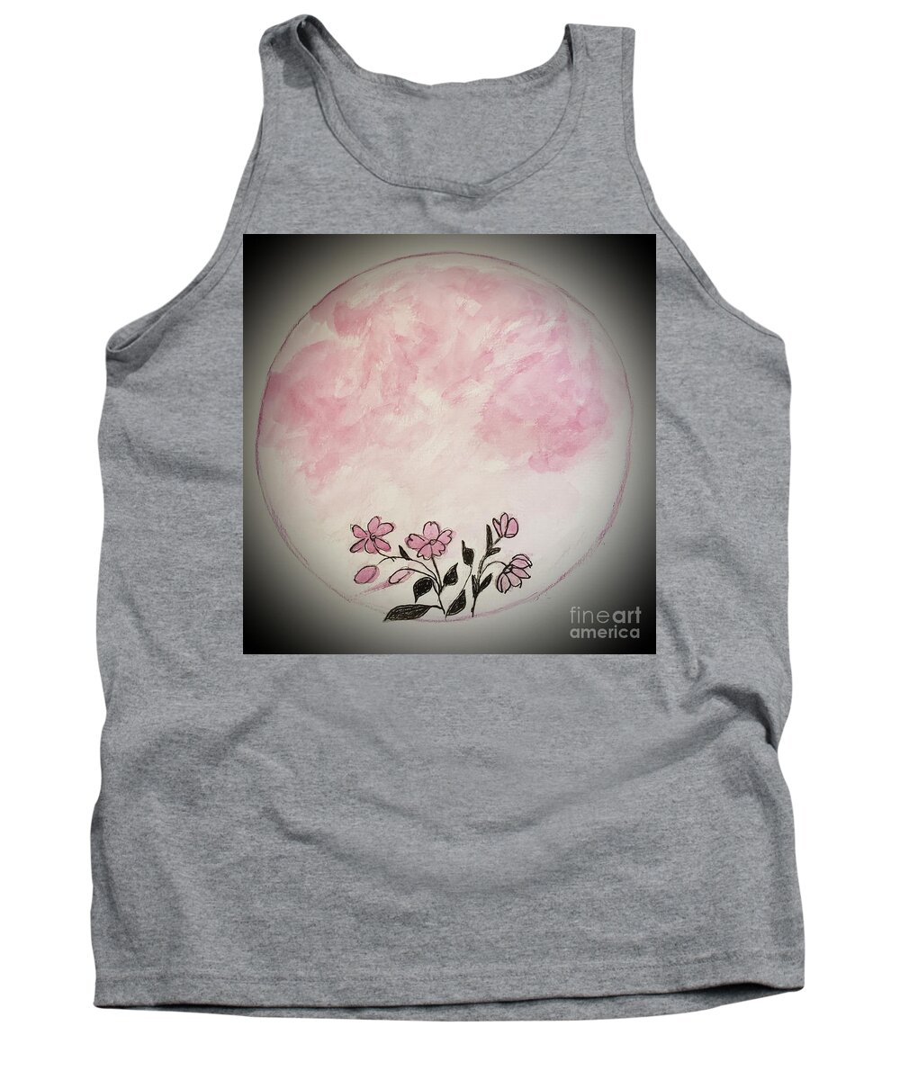Spiritual Walk In The Park Tank Top featuring the painting Full Flower Moon by Margaret Welsh Willowsilk
