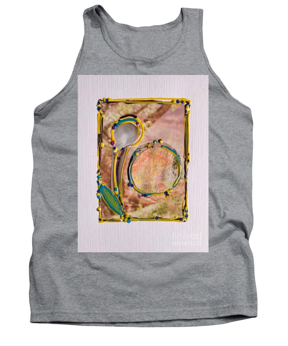 Mixed Media Upcycled Collage Abstract Tank Top featuring the mixed media Garden pearl by Barbara Leigh Art