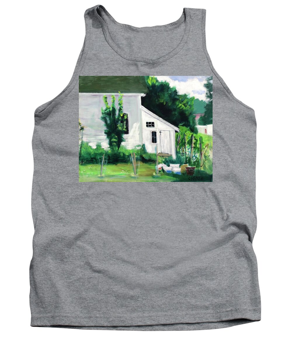 Home Town Tank Top featuring the painting Garden Shed by Cyndie Katz