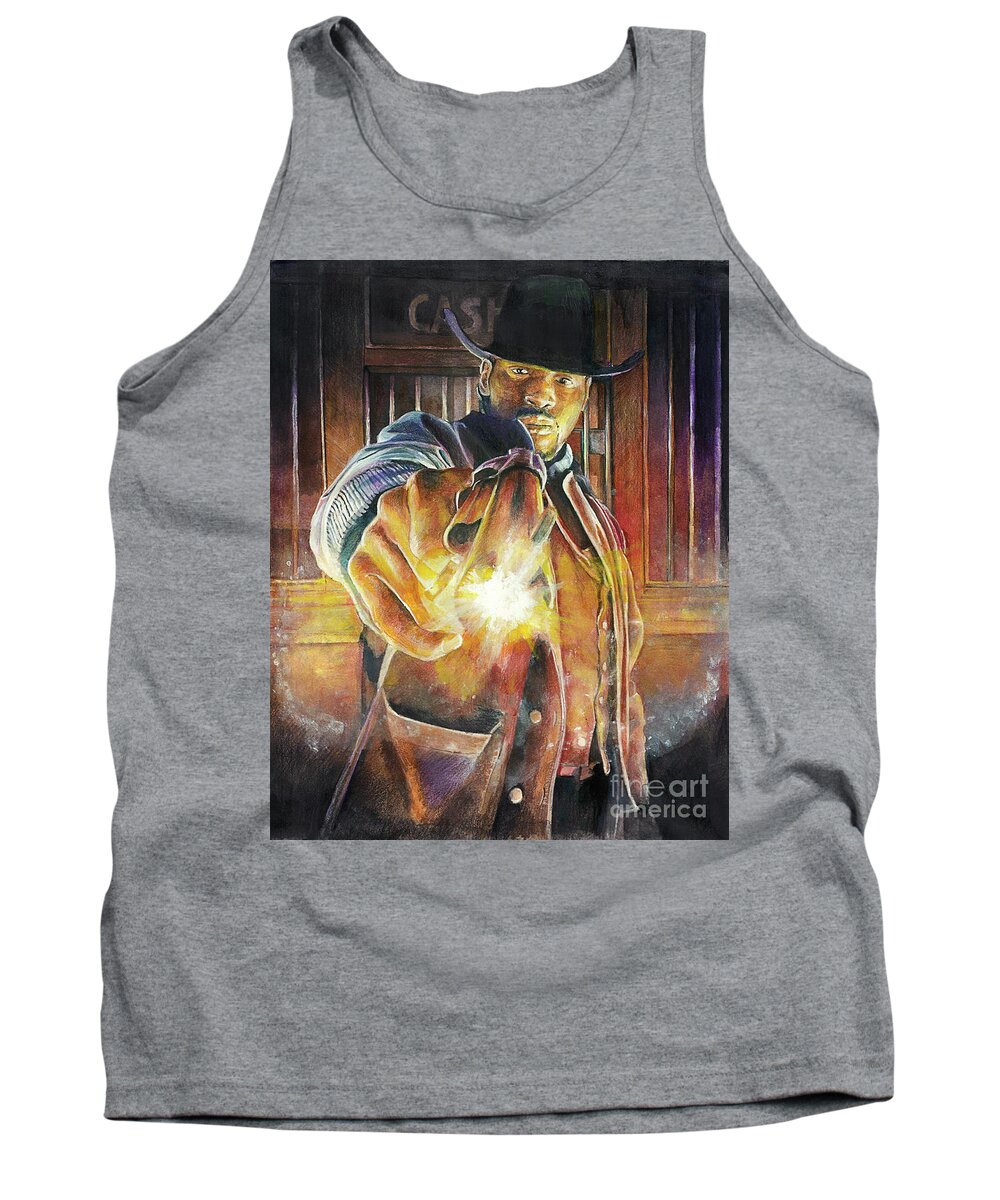 Cowboy Tank Top featuring the painting Gene the Cowboy by Michael Volpicelli