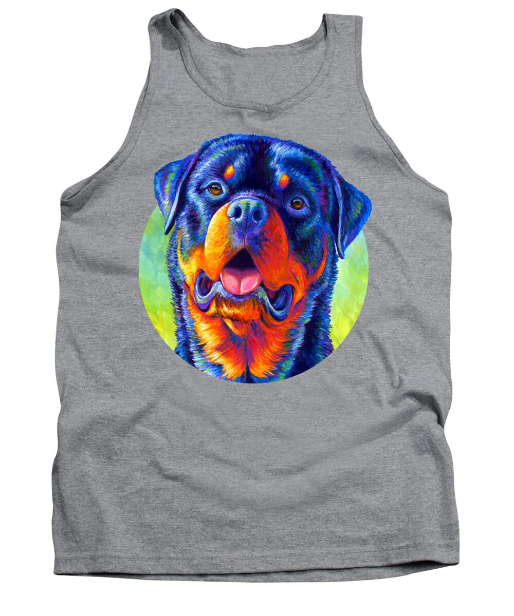 Rottweiler Tank Top featuring the painting Gentle Guardian Colorful Rottweiler Dog by Rebecca Wang