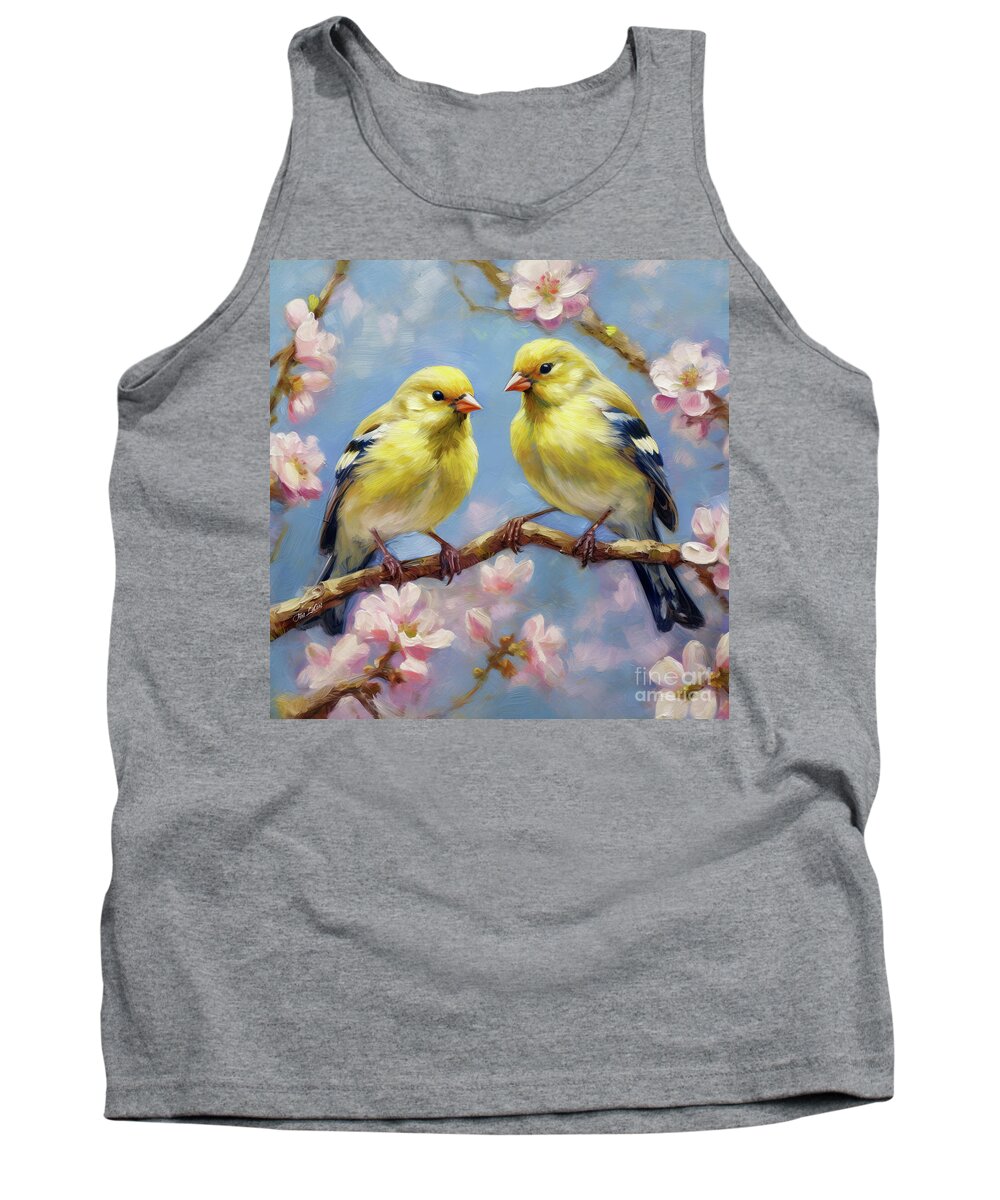 Goldfinch Birds Tank Top featuring the painting Glorious Goldfinches by Tina LeCour