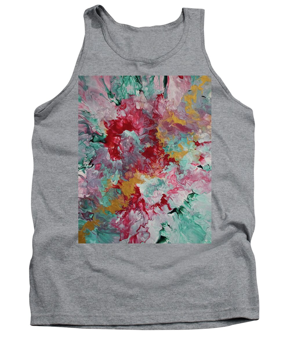 Pour Tank Top featuring the mixed media Gold and Rose by Aimee Bruno