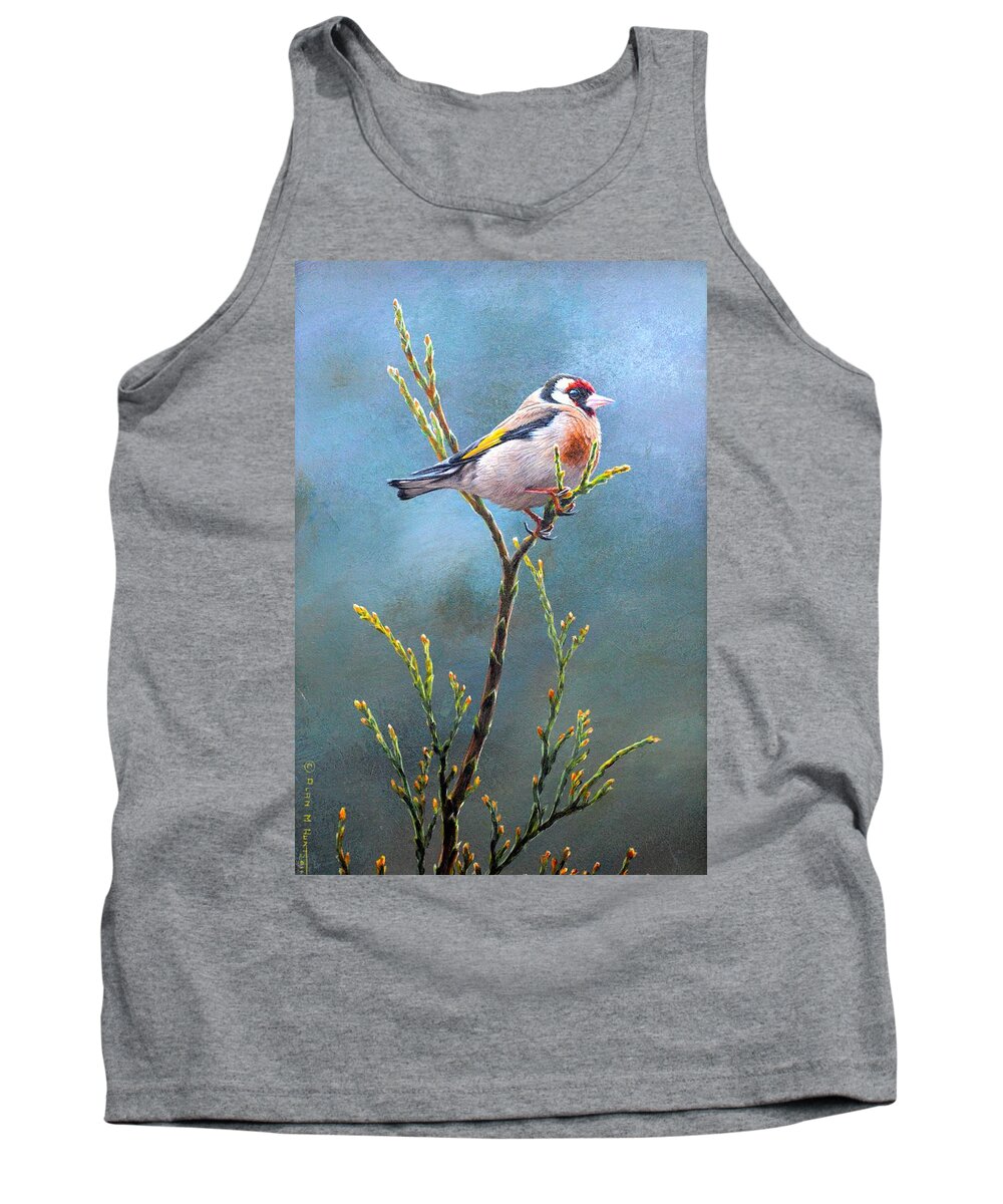 Goldfinch Tank Top featuring the painting Goldfinch by Alan M Hunt by Alan M Hunt