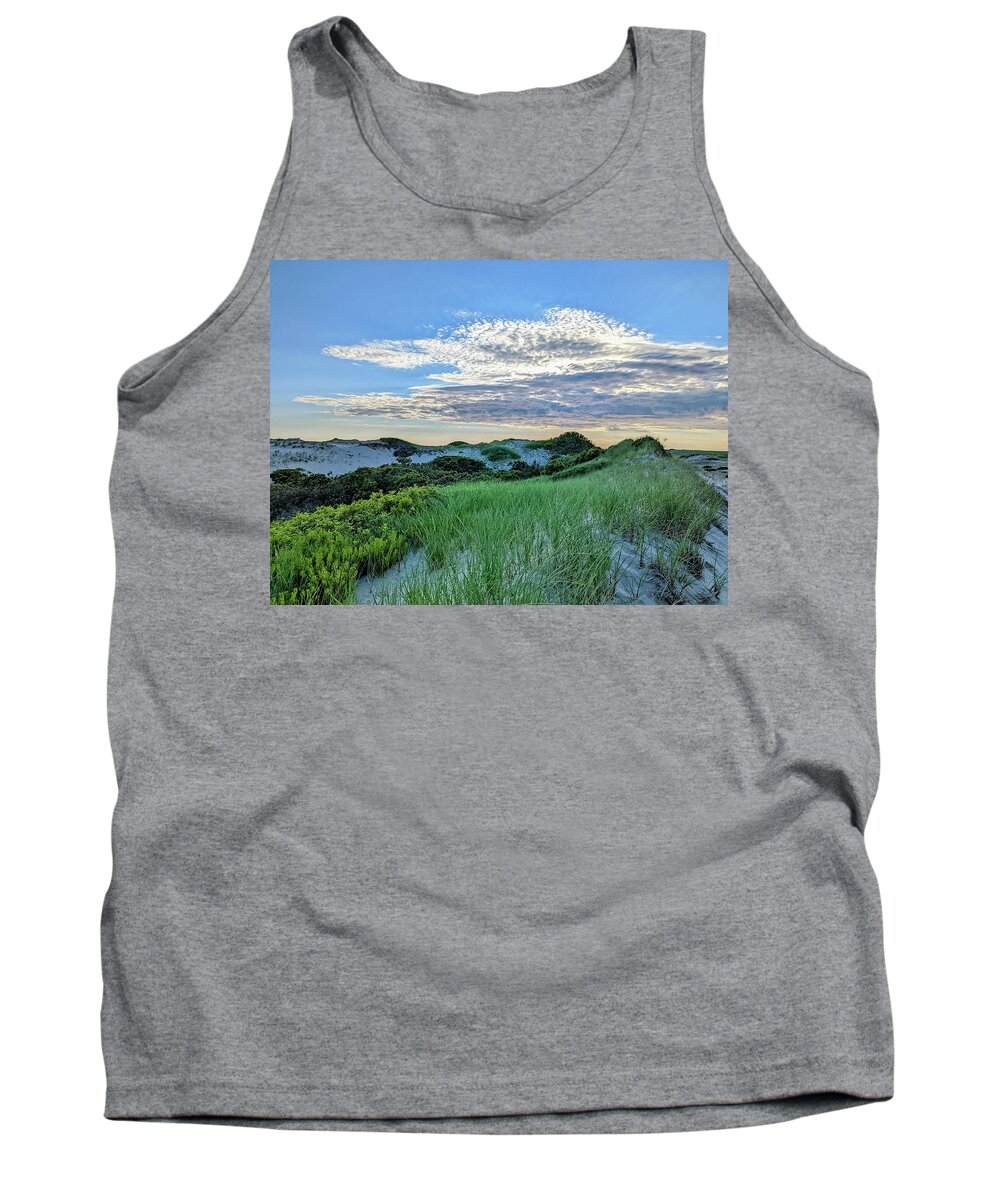 Cape Cod National Seashore Tank Top featuring the photograph Grassy Winding Dunes by Annalisa Rivera-Franz