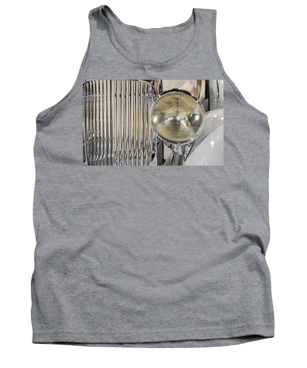 Classic Cars Tank Top featuring the photograph Grey Duesenberg front detail by Tom Brickhouse