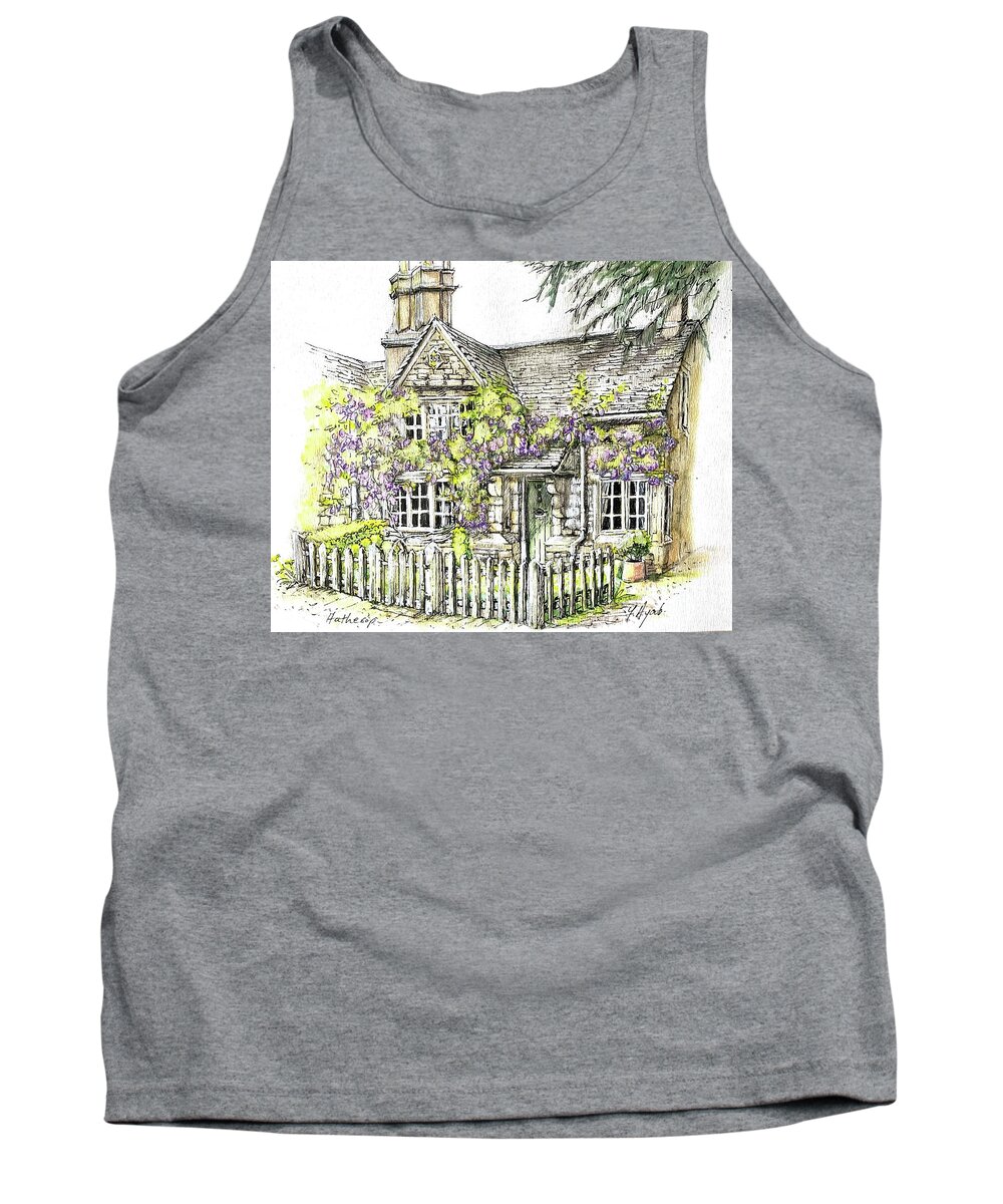 Cotswolds Tank Top featuring the painting Hatherop cottage by Yvonne Ayoub