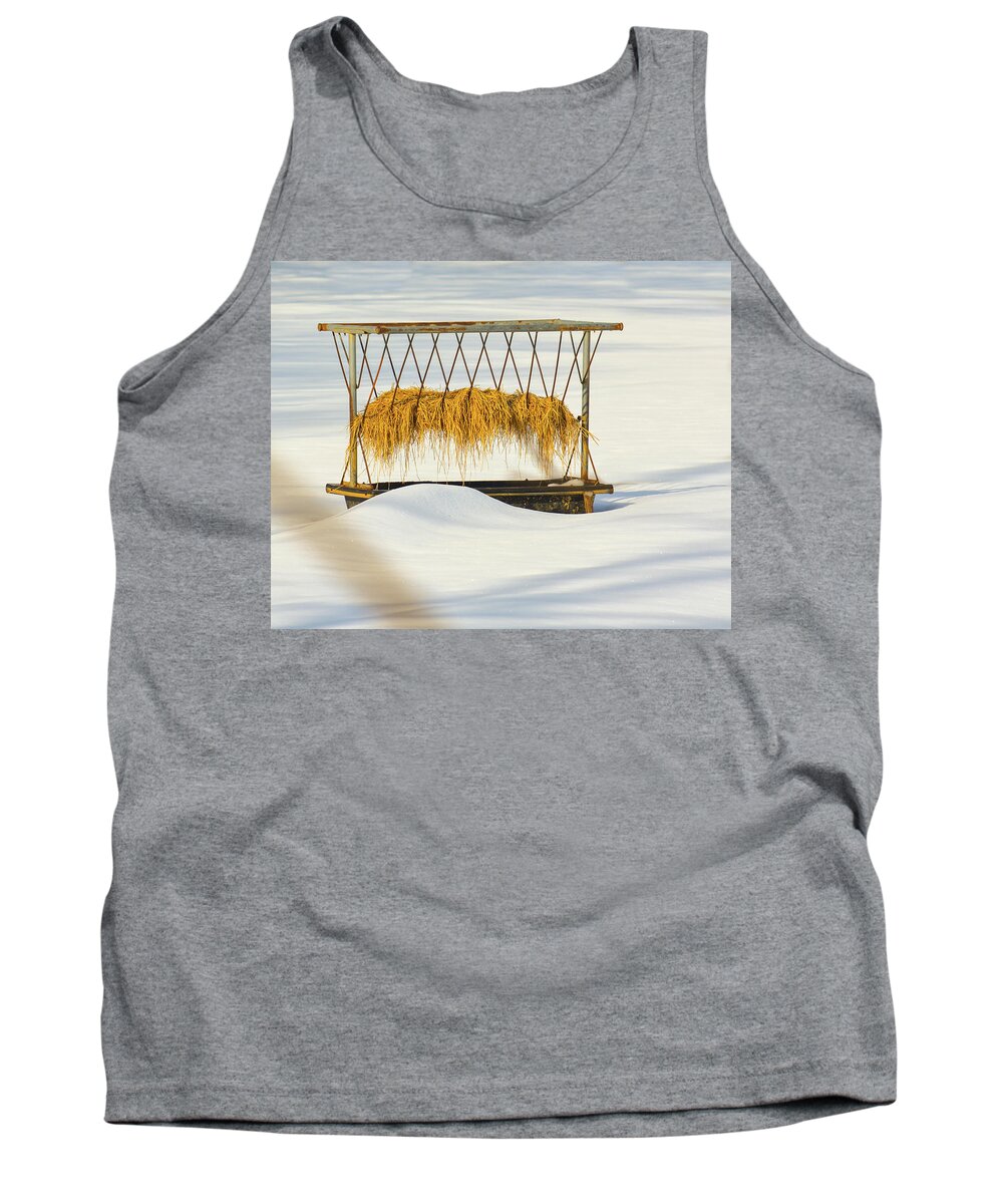 Snow Tank Top featuring the photograph Hay Feeder in Snow by Tana Reiff