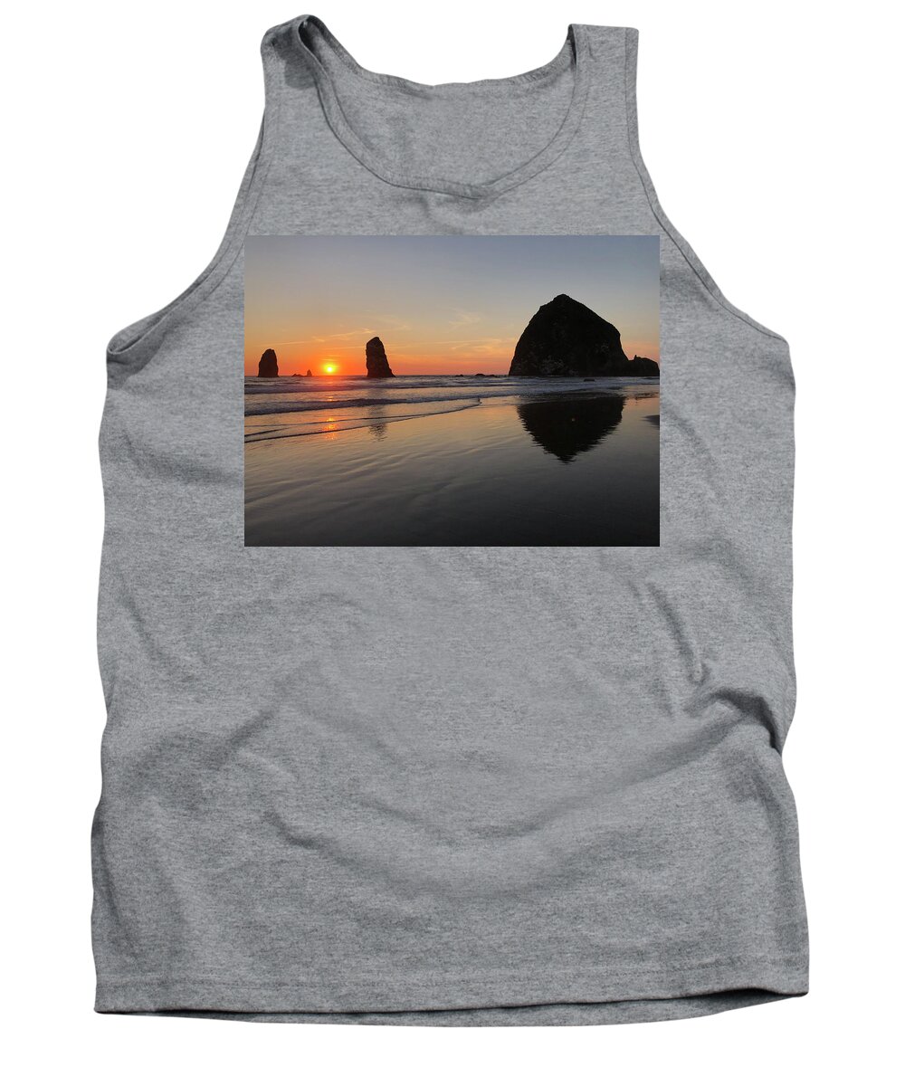 Cannon Beach Tank Top featuring the photograph Haystack Rock Sunset by Mark Truman