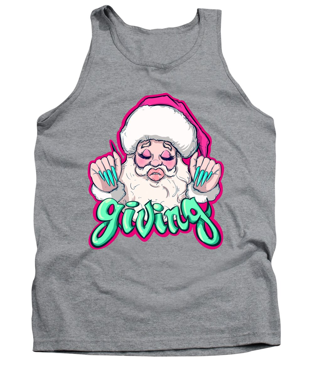Santa Tank Top featuring the drawing He Is Giving by Ludwig Van Bacon