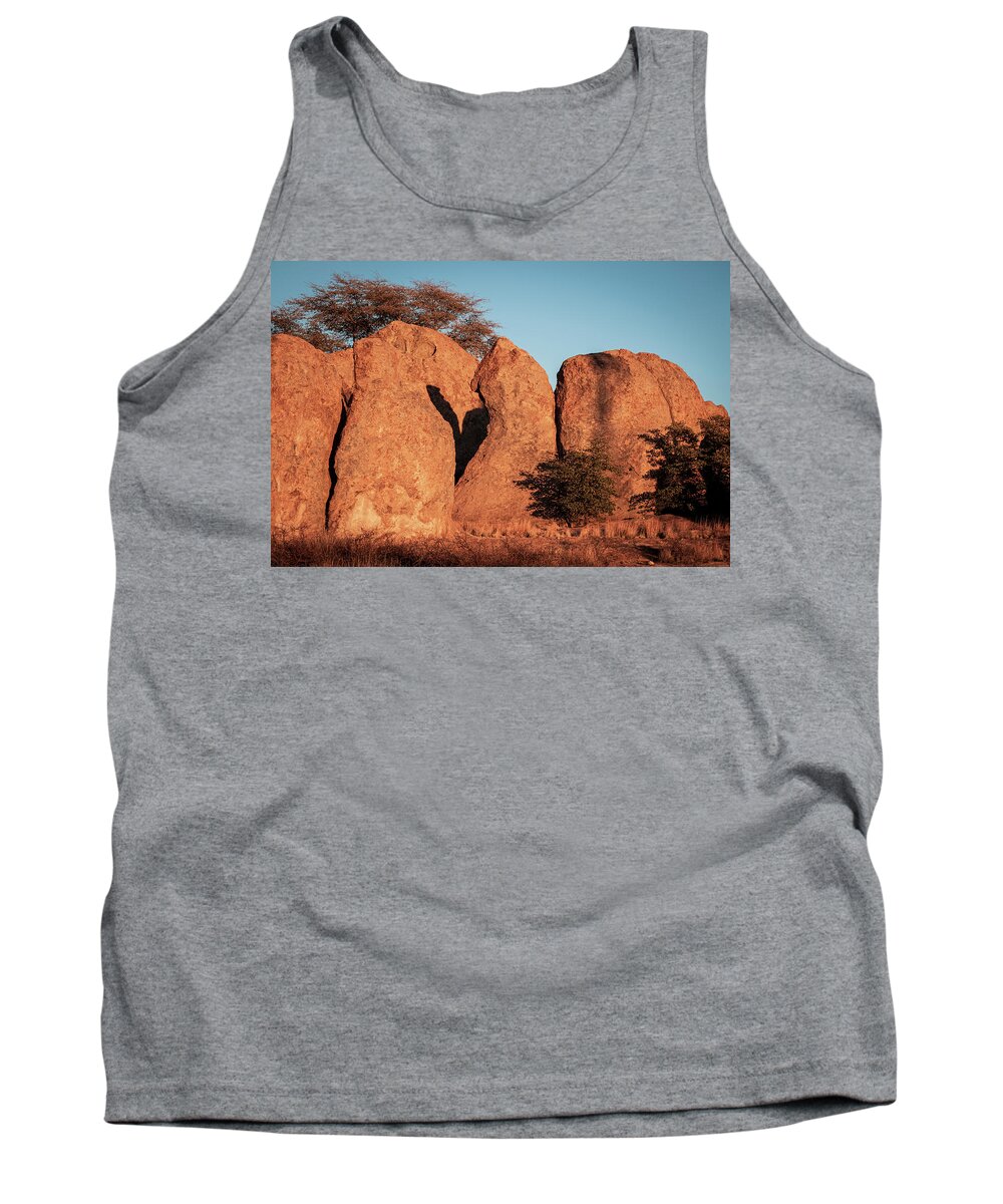 Scenic Tank Top featuring the photograph Heart of Sunset at City of Rocks by Mary Lee Dereske