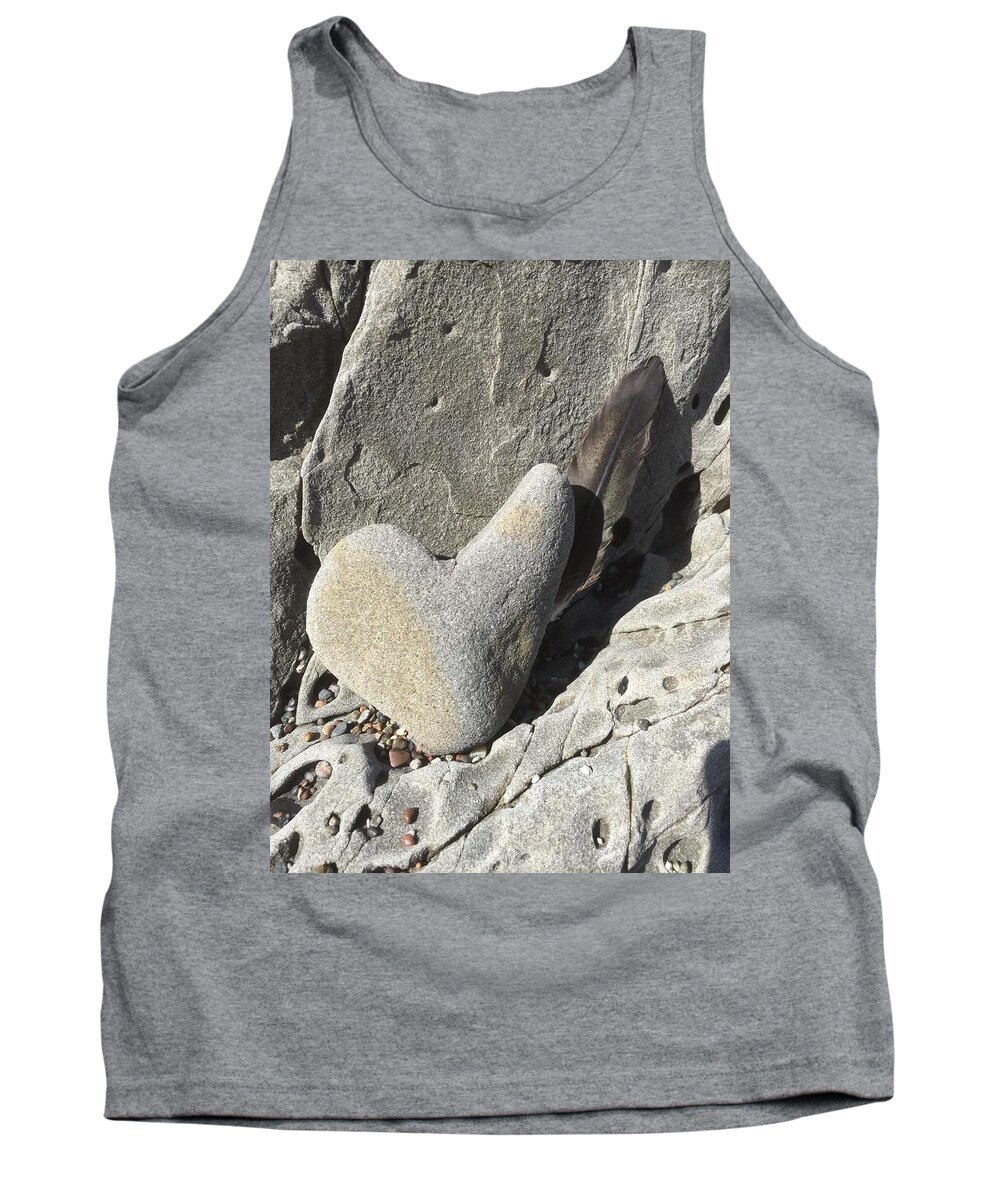 Stones Tank Top featuring the photograph Heart Stone on the Cliff by Sandy Rakowitz