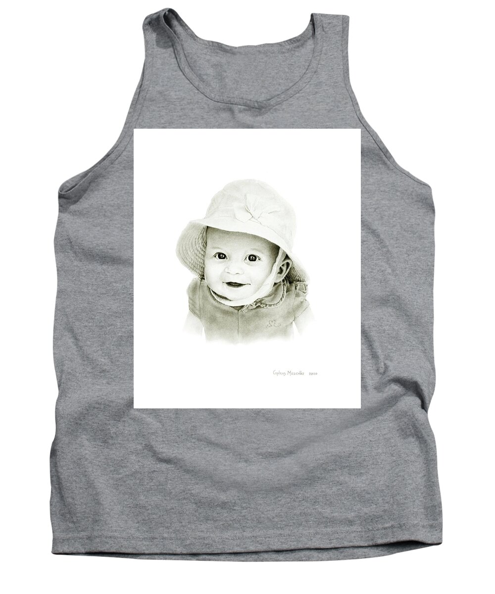 Portrait Tank Top featuring the drawing Heidi, M. by Conrad Mieschke