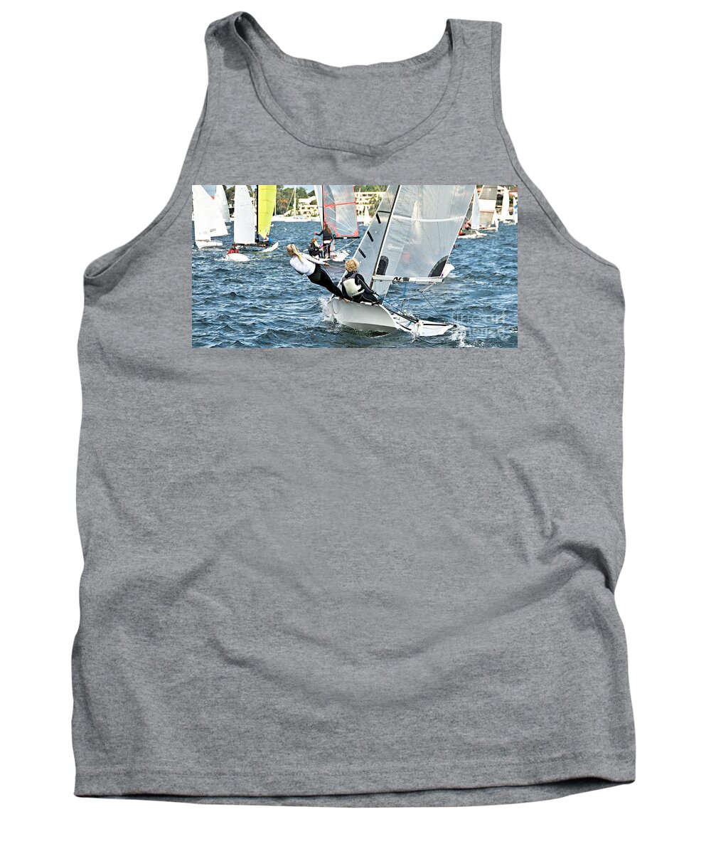 Csne10a Tank Top featuring the photograph High School Children Sailing Racing by Geoff Childs