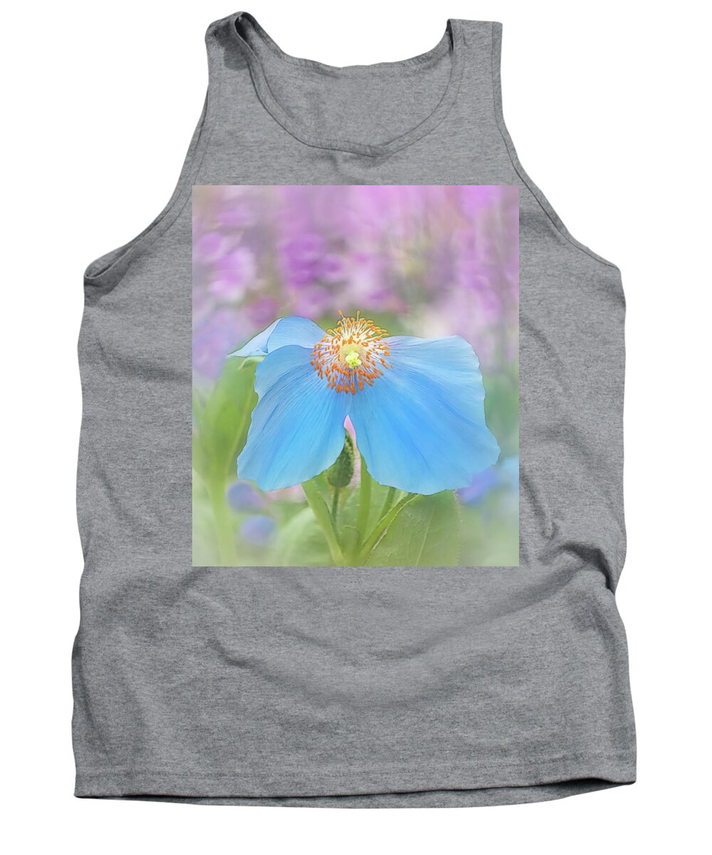 Poppy Tank Top featuring the photograph Himalayan Blue Poppy - In The Garden by Sylvia Goldkranz