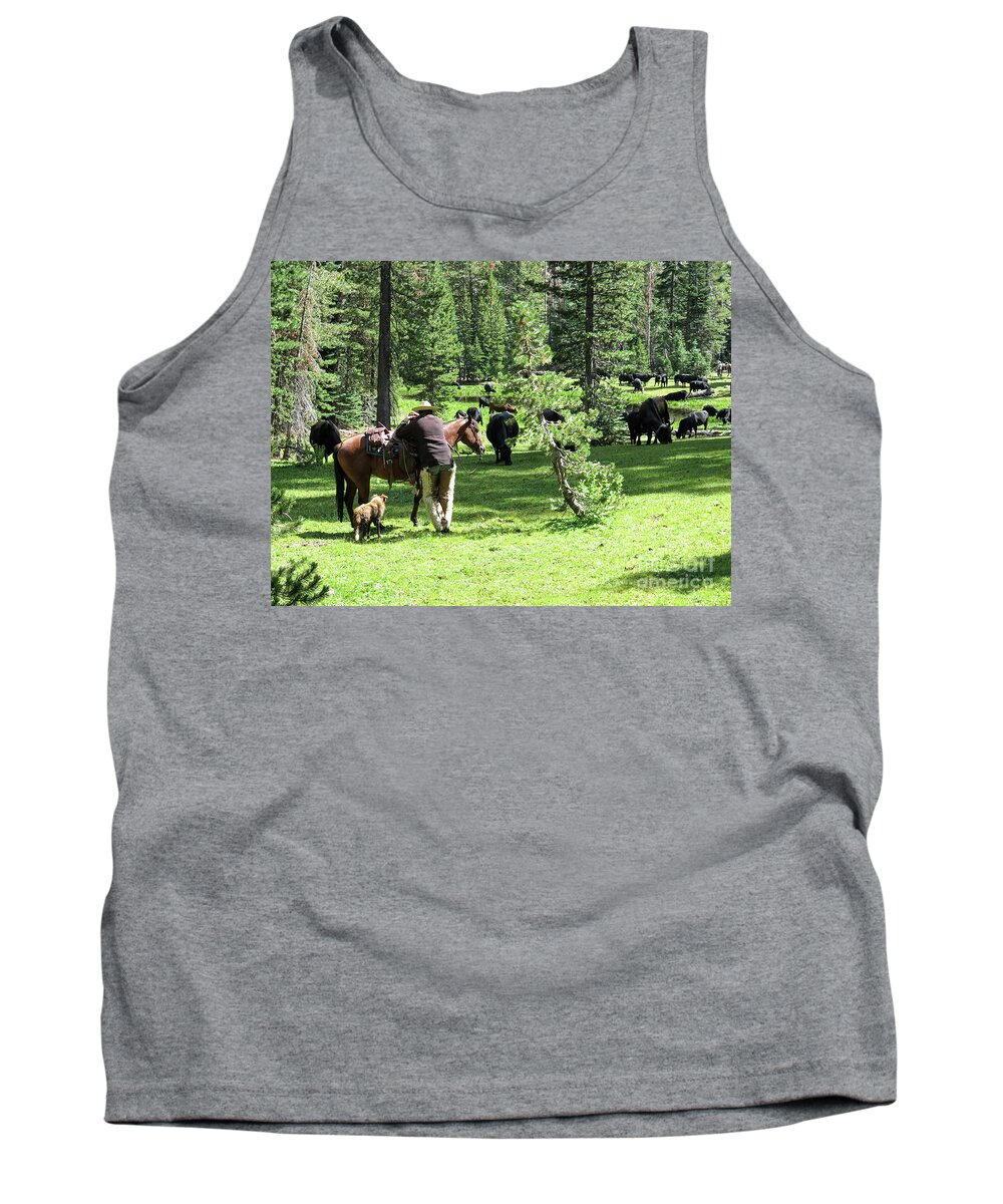 Cowboys Tank Top featuring the photograph Holding Herd by Diane Bohna