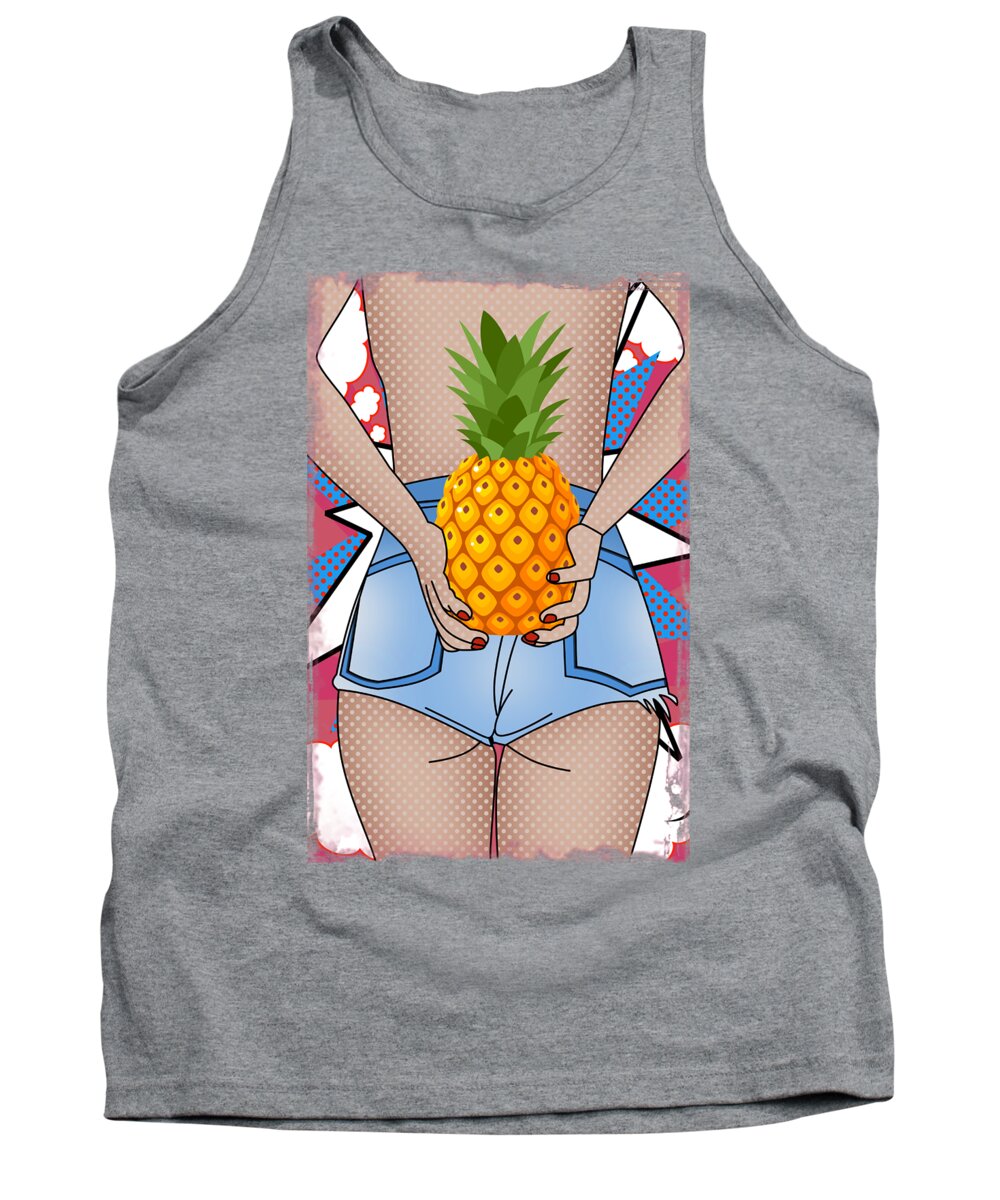 Pineapple Tank Top featuring the digital art Holding the magic fruit by Mark Ashkenazi