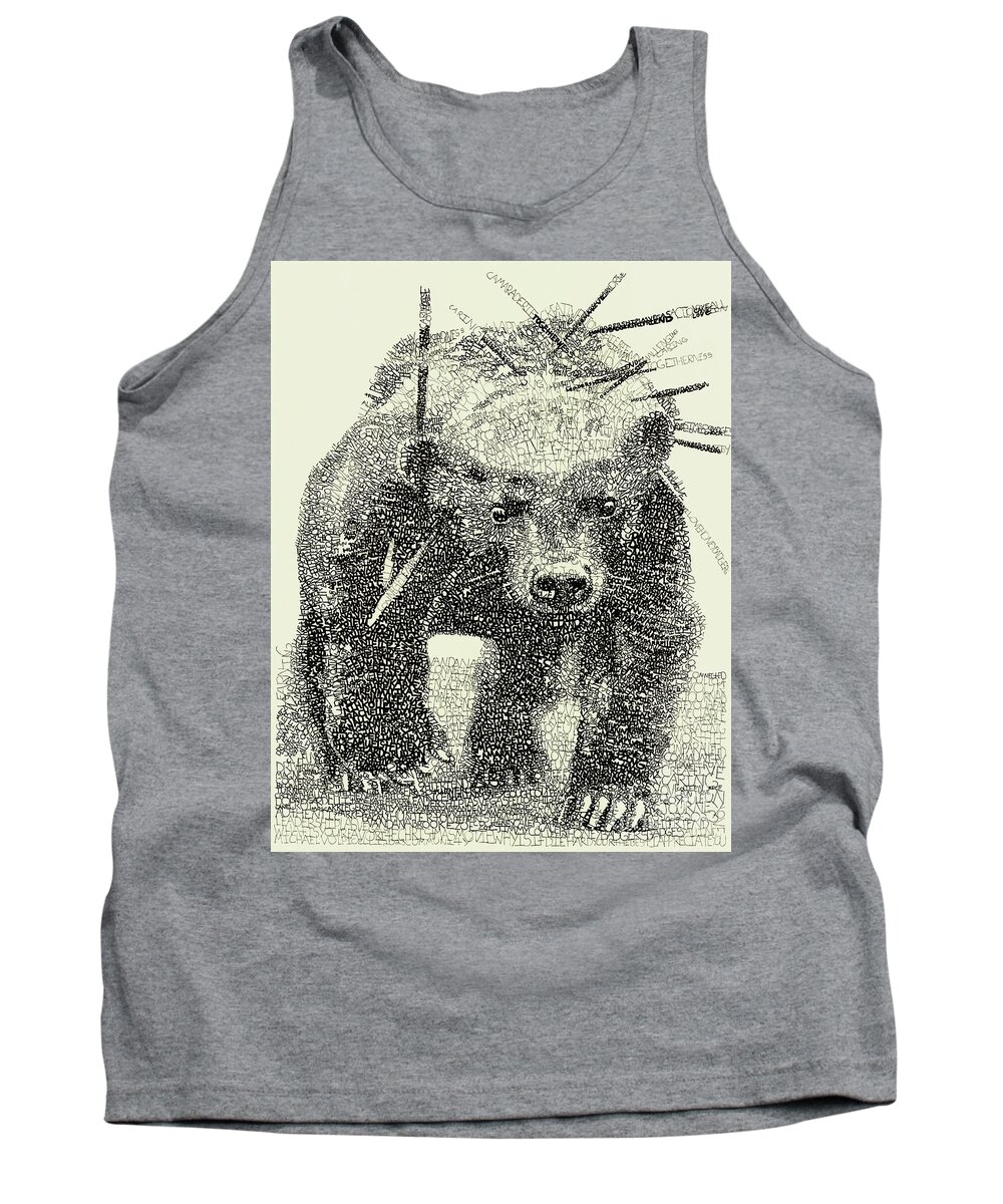 Michael Volpicelli Tank Top featuring the drawing Honey Badger Commission by Michael Volpicelli