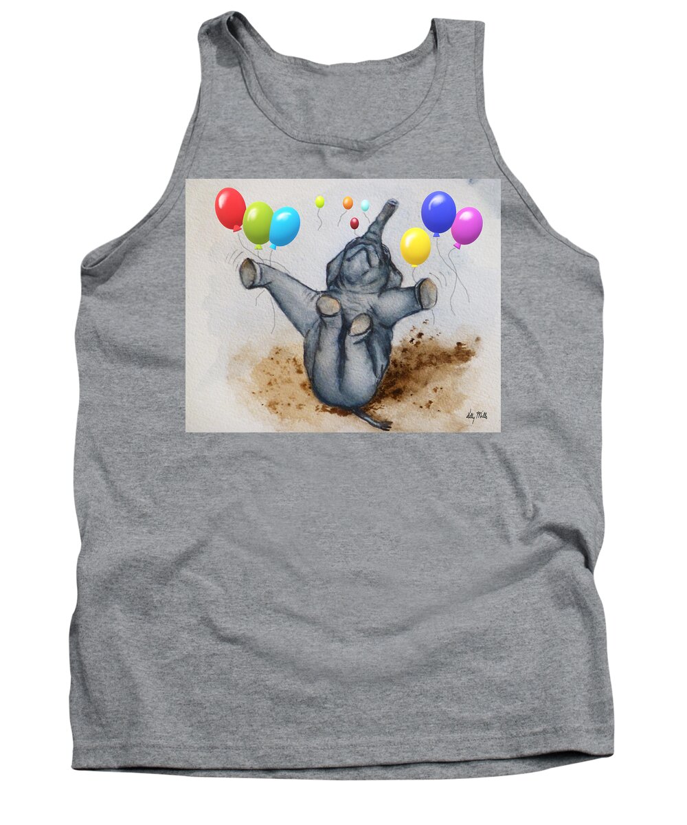 Hooray Tank Top featuring the painting Hooray Elephant by Kelly Mills