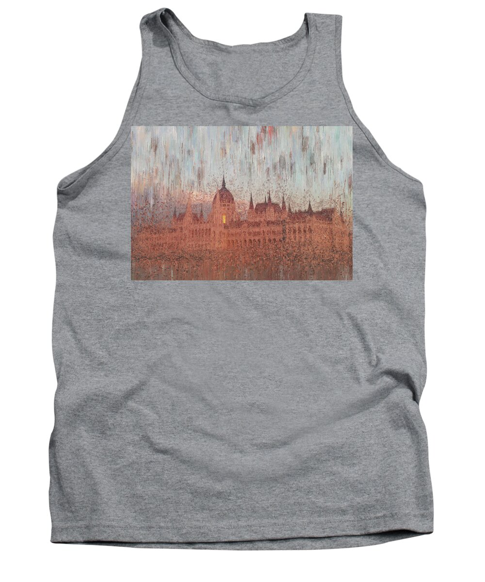 Budapest Tank Top featuring the painting Hungarian Parliament Building by Alex Mir