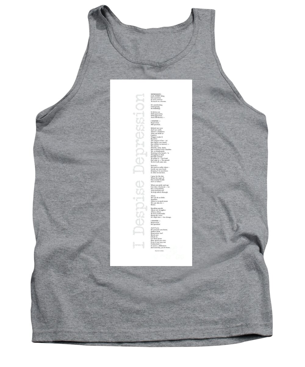 Depression Poem Tank Top featuring the digital art I Despise Depression by Tanielle Childers
