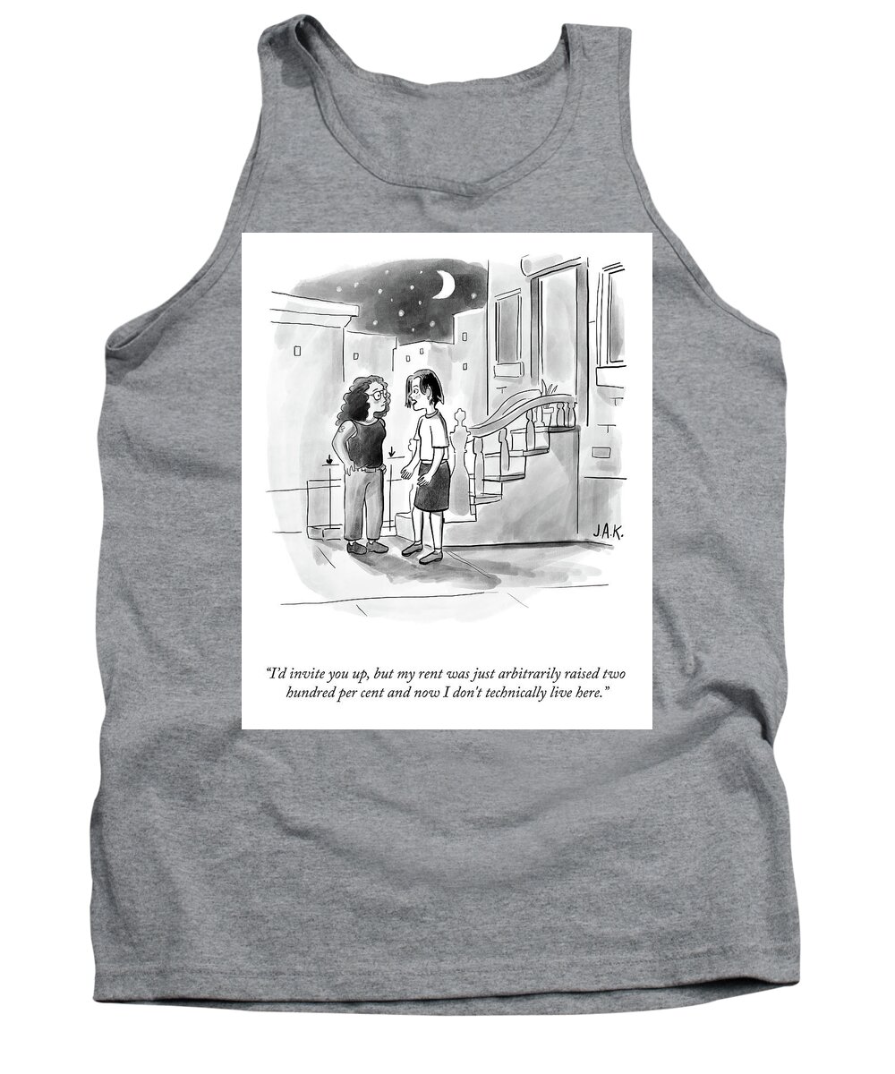 I'd Invite You Up Tank Top featuring the drawing I Don't Technically Live Here by Jason Adam Katzenstein