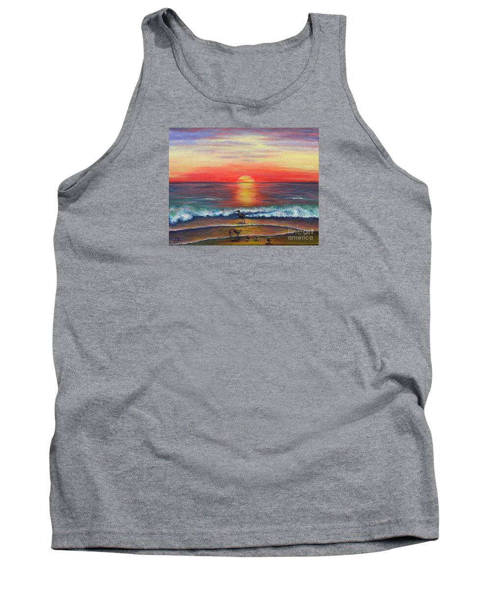 Sunset Tank Top featuring the painting Imperial Beach by Ella Boughton