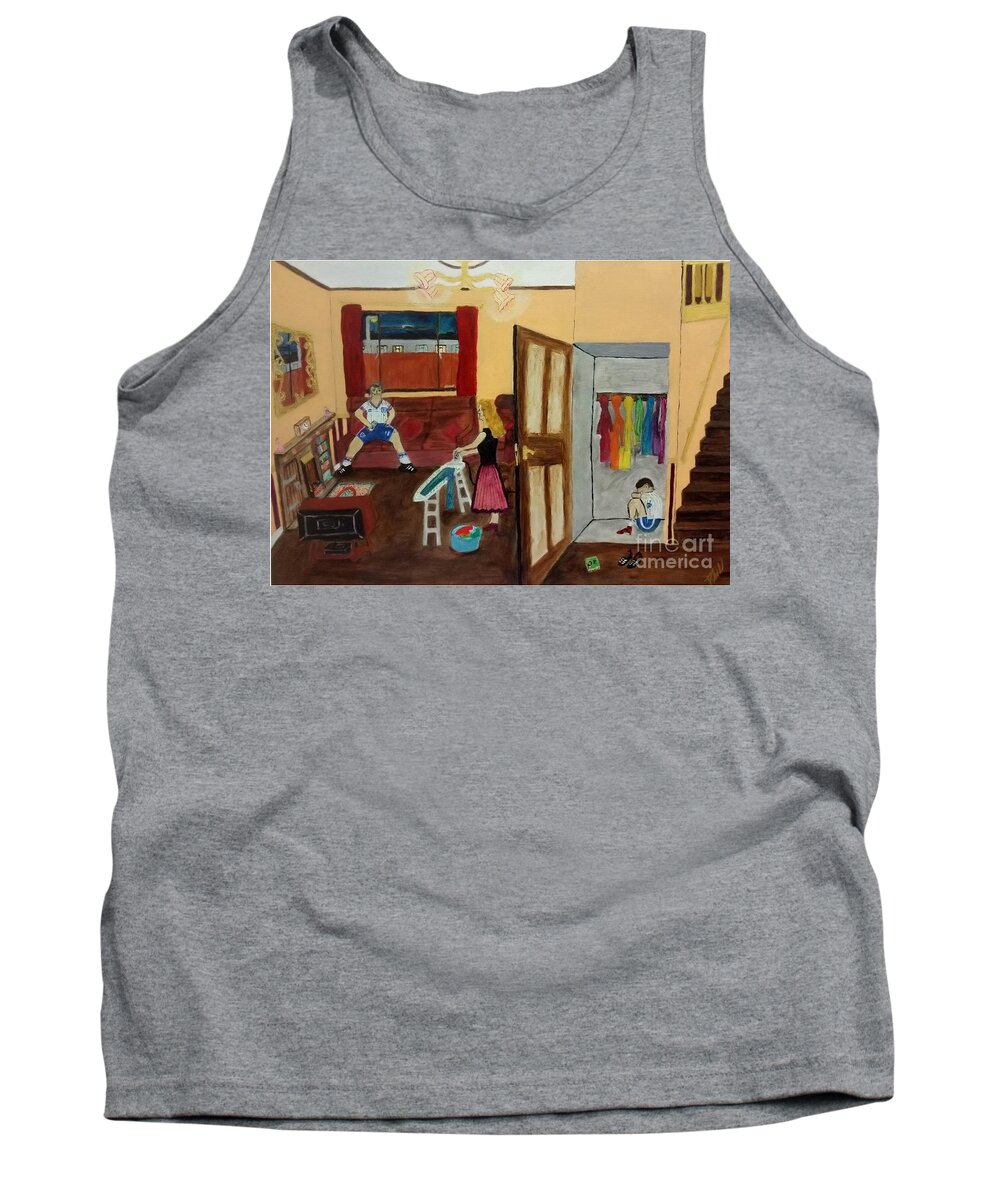 Lgbtq Tank Top featuring the drawing In the closet 1984 by David Westwood