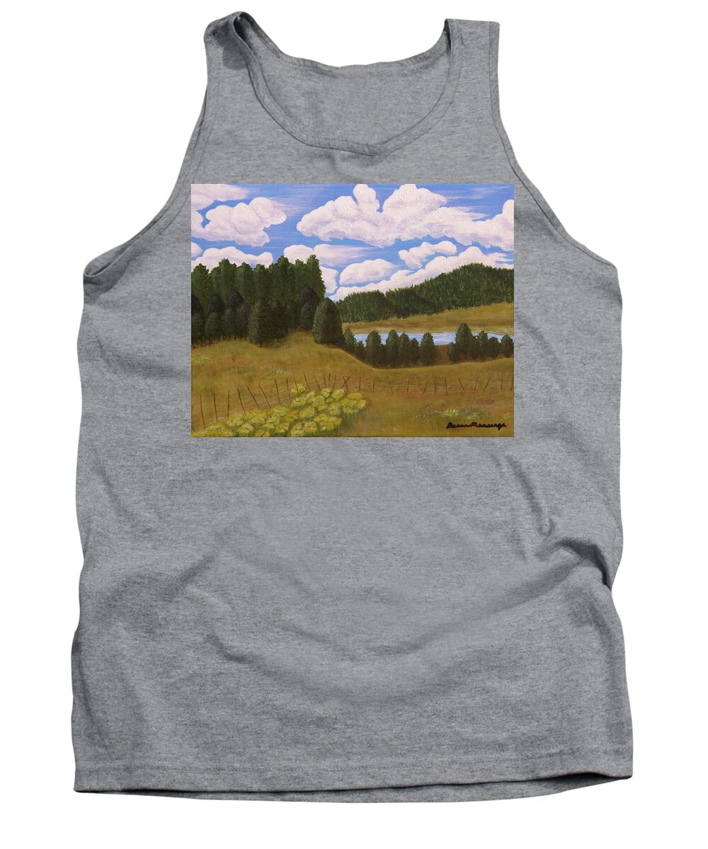 Water Tank Top featuring the painting In the White Mountains by Donna Manaraze