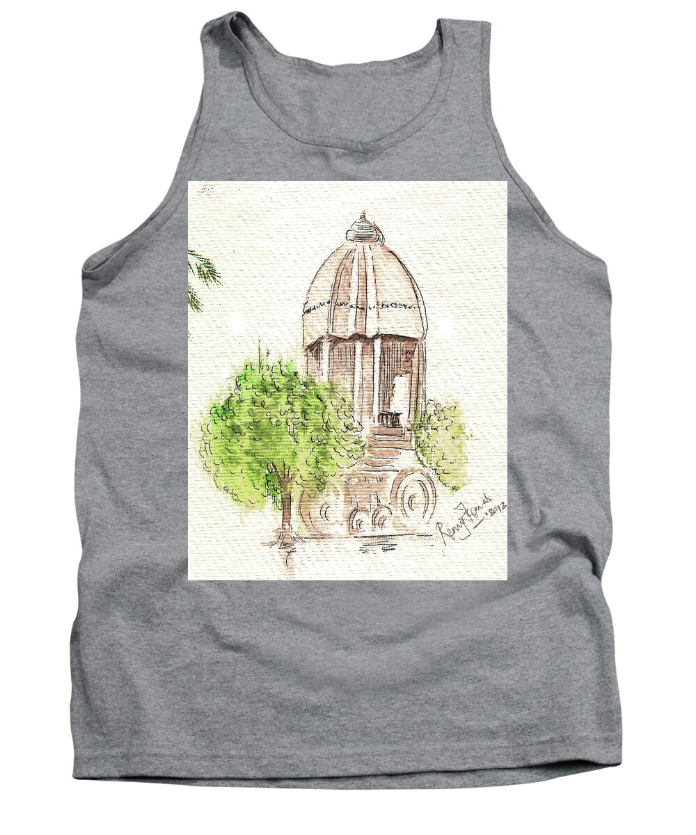 Valluvarkottam Tank Top featuring the painting Indian Monument - Valluvarkottam by Remy Francis