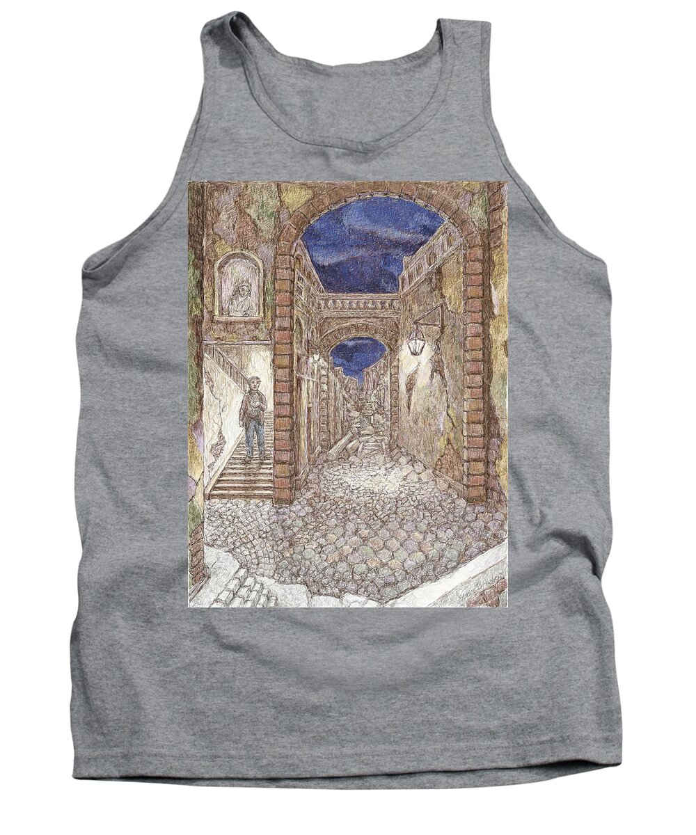 Alley Tank Top featuring the digital art Into the Alley by Steve Breslow