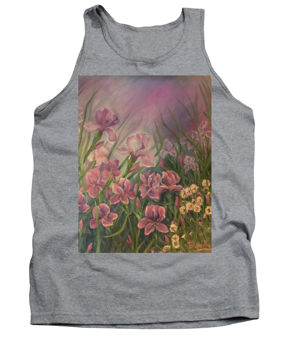 Floral Tank Top featuring the painting Irises by Barbara Landry