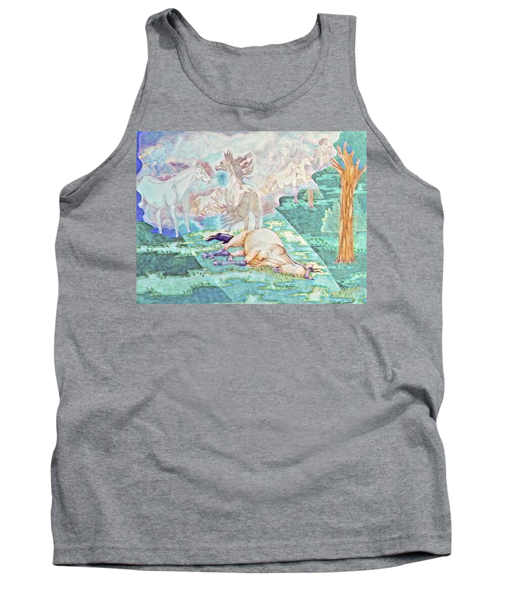 Horse Death Tank Top featuring the drawing Journey Home II by Equus Artisan