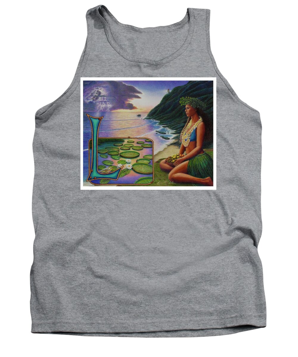 Kim Mcclinton Tank Top featuring the drawing L is for Lei by Kim McClinton